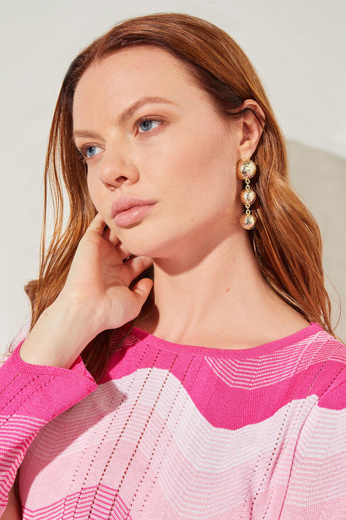 14K Gold Plated Textured Drop Earrings, Gold | Ming Wang