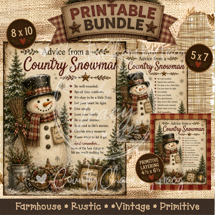 Advice from a Country Snowman - Printable Bundle