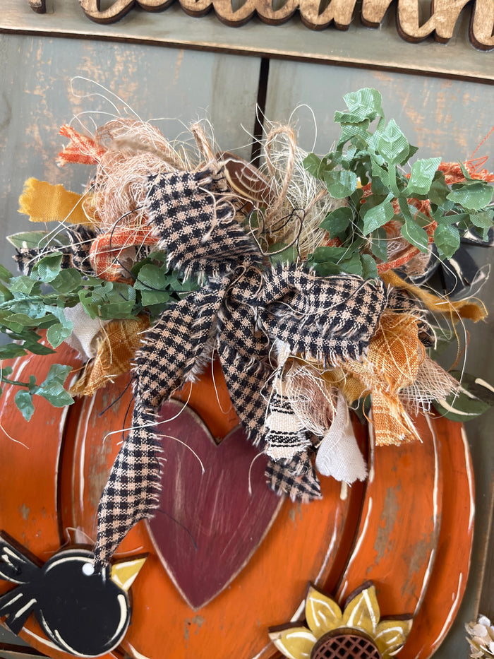 Autumn Harvest Pumpkin Door Hanger Finished and Ready to Ship!