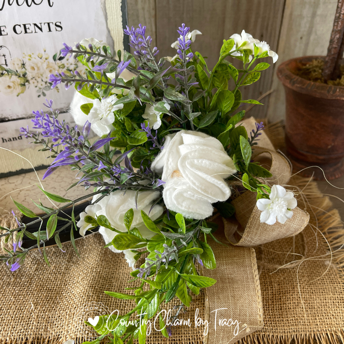 Bathroom Decor Bundle Faux Book, Floral Bouquet and Riser Set