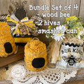 BEE Bundle Set of 4 - Wood Bee - Hives - Smashed Can Set