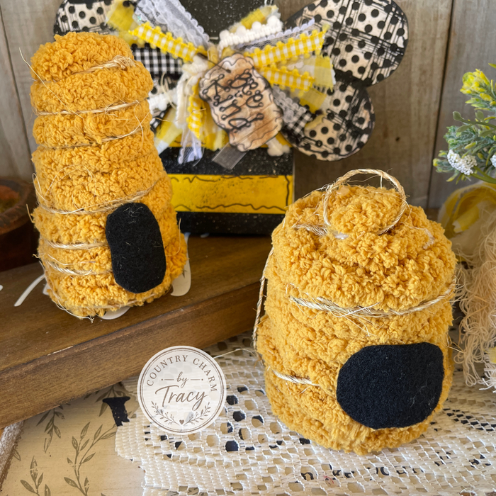 BEE Bundle Set of 4 - Wood Bee - Hives - Smashed Can Set