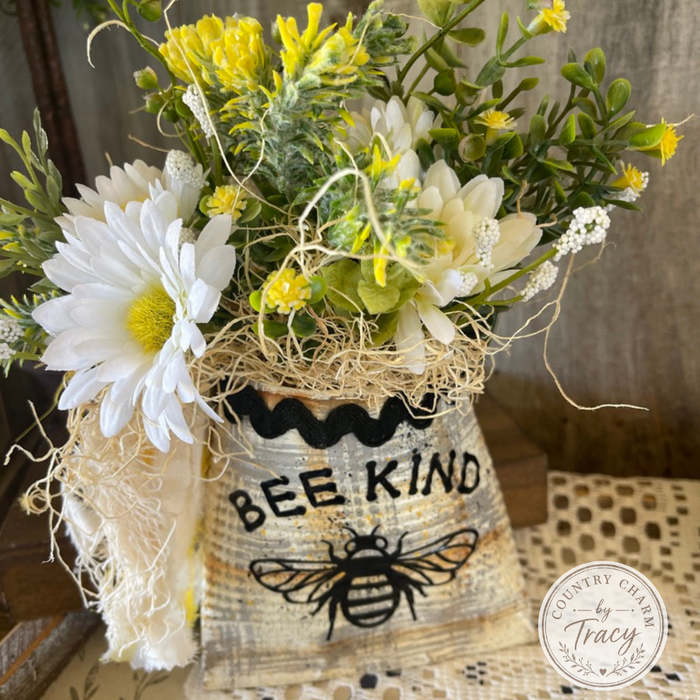 Bee Kind Smashed Can Floral Decor