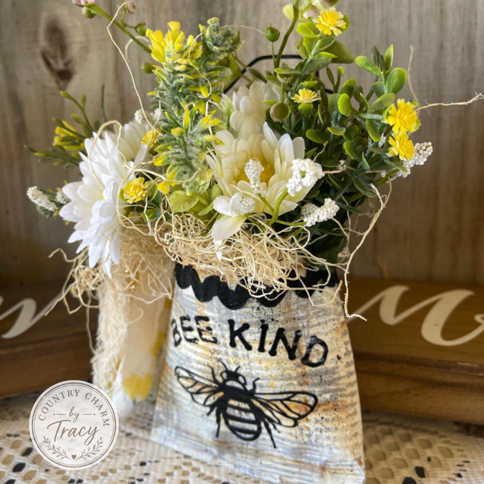 Bee Kind Smashed Can Floral Decor
