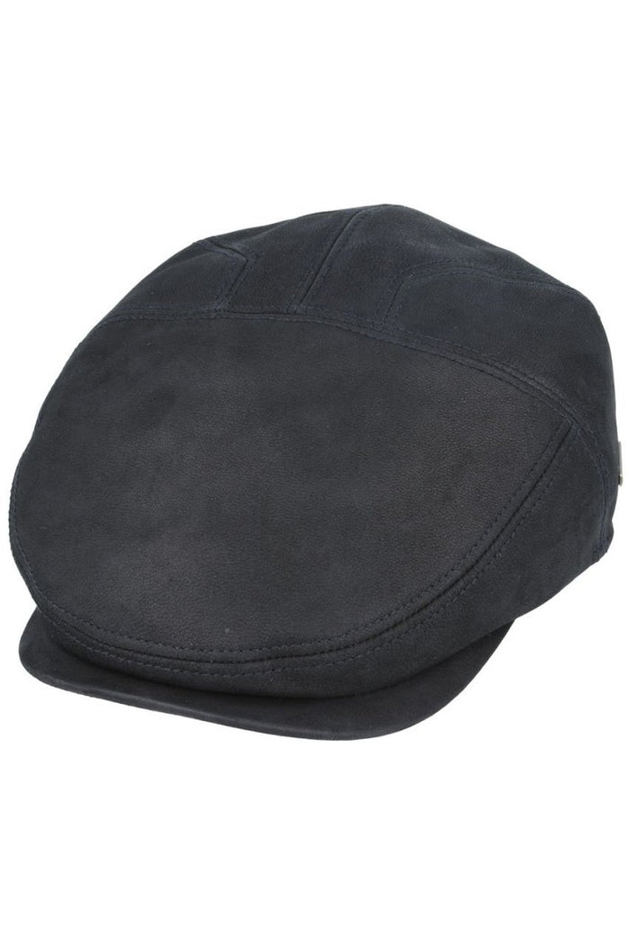 BLACK LEATHER GLADWIN BOND FLAT CAP