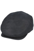 BLACK LEATHER GLADWIN BOND FLAT CAP