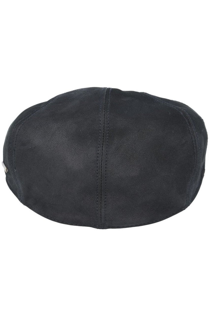 BLACK LEATHER GLADWIN BOND FLAT CAP