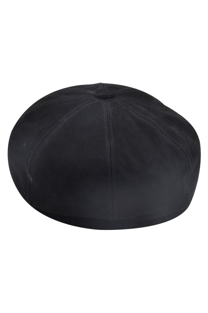 BLACK LEATHER IVY BERET BAKER BOY HAT