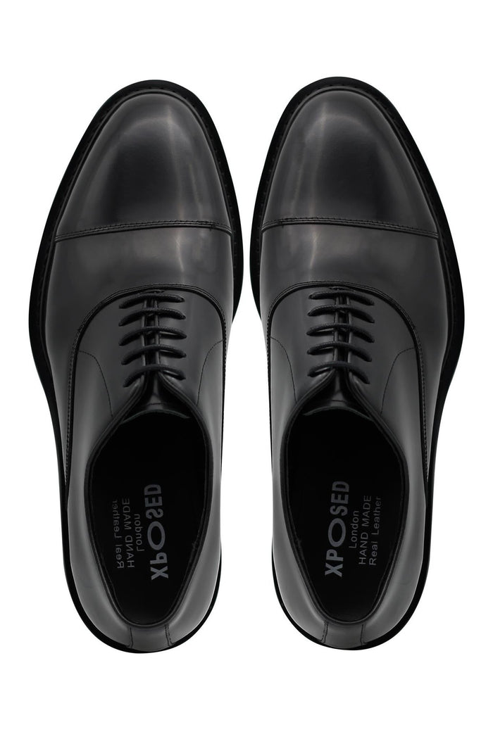 BLACK POLISHED LEATHER OXFORD SHOES – LUG SOLE