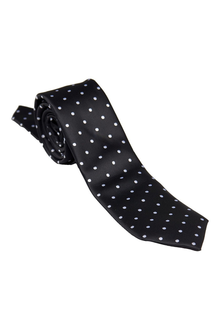 BLACK POLKA DOT NECK TIE SET