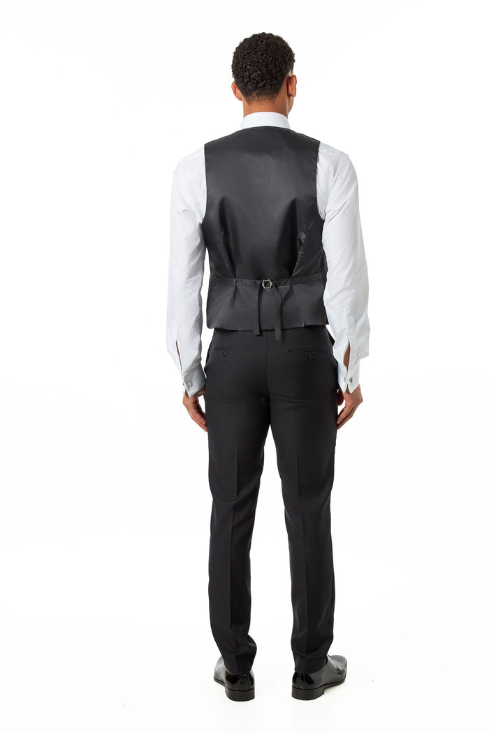 Black Rhinestone Shawl Lapel Tuxedo 3-Piece Wedding Suit