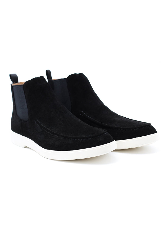 Black Suede Chelsea Boots Low Top