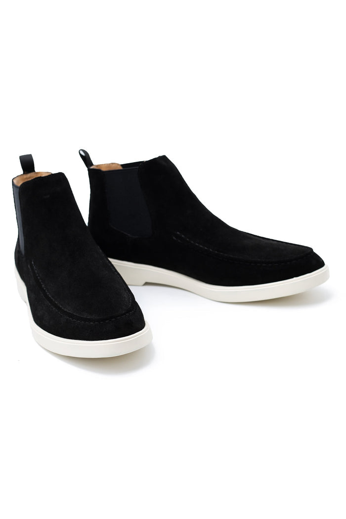 Black Suede Chelsea Boots Low Top