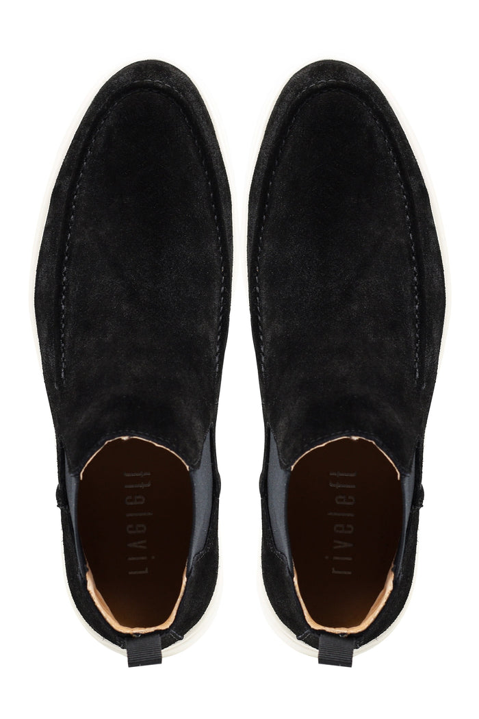 Black Suede Chelsea Boots Low Top