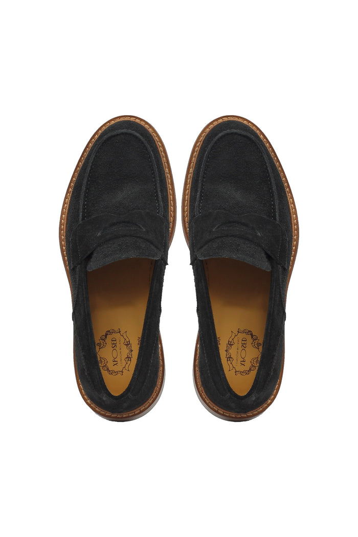 BLACK SUEDE PENNY LOAFER