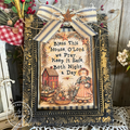 Bless This House America Annie - 5x7 Framed Primitive Art Decor - Handcrafted Shelf Sitter