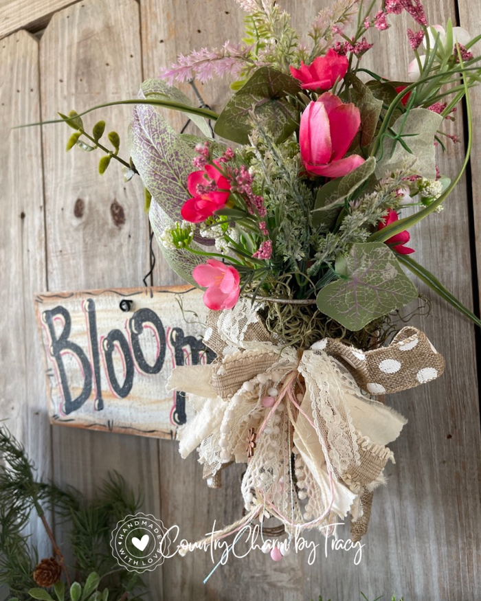 “Bloom” Rustic Spring Wood Wall Hanger