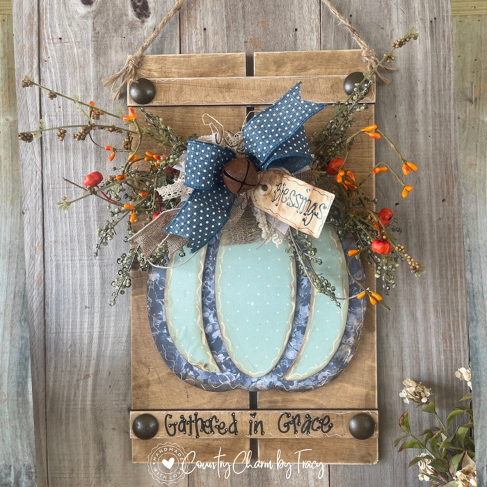 Blue and Teal Pumpkin Pallet Sign