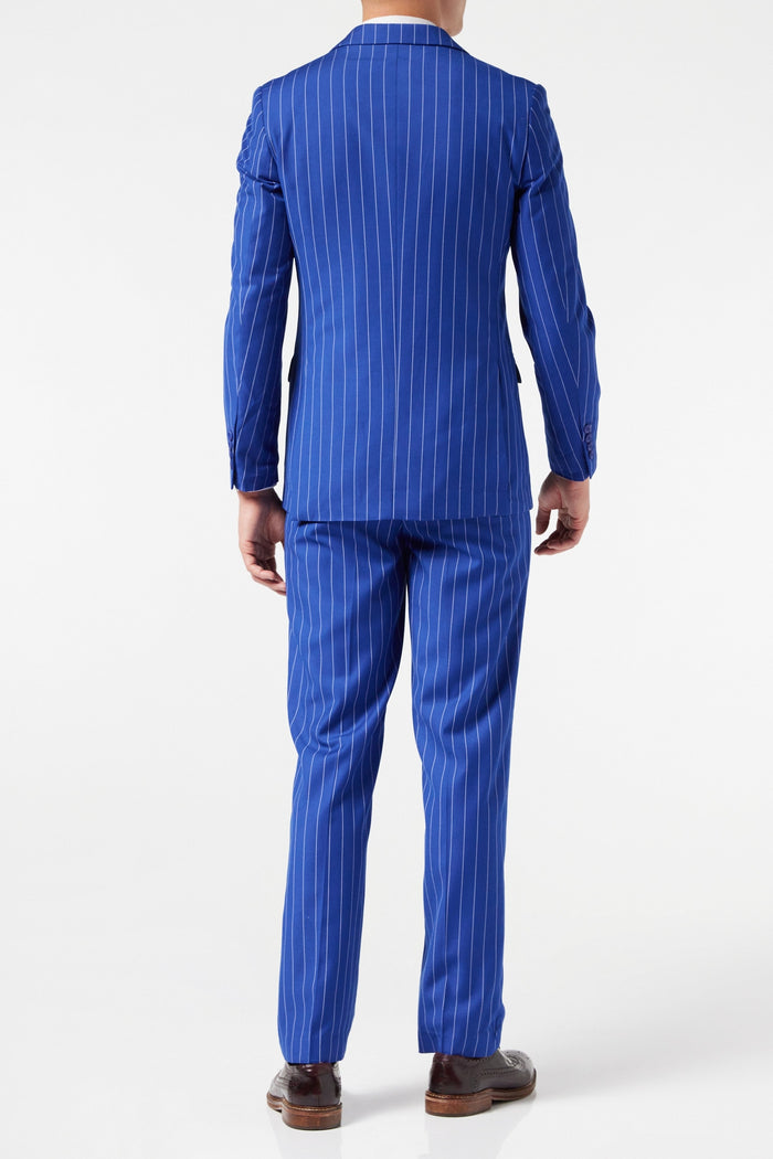 BLUE DOUBLE BREASTED WIDE CHALK STRIPE SUIT