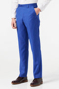 BLUE WIDE CHALK STRIPE TROUSER