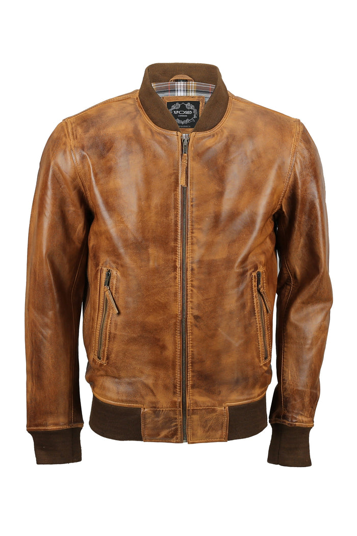 BOMBER TIMBER LEATHER JACKET
