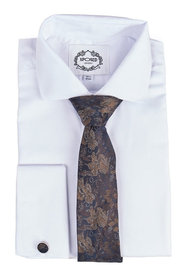 Men's Neil White Gold Pinstripe Double Breasted 5-Piece Suit Bundle