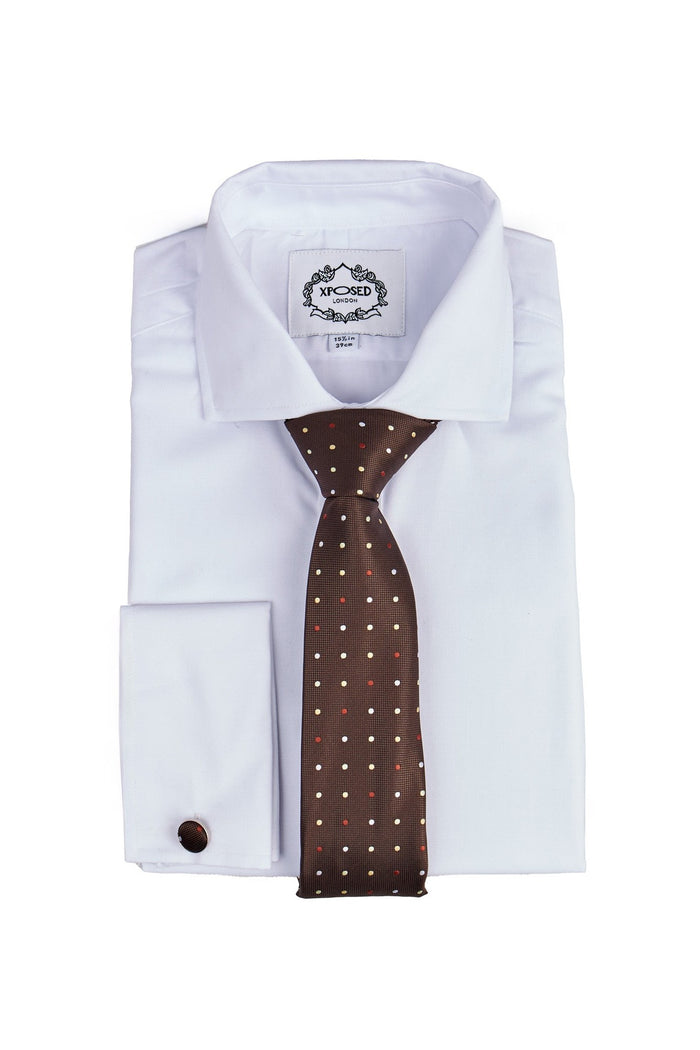 BROWN POLKA DOT NECK TIE SET
