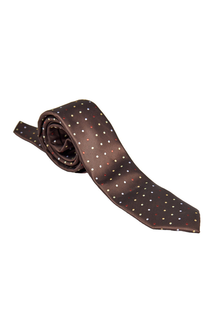 BROWN POLKA DOT NECK TIE SET