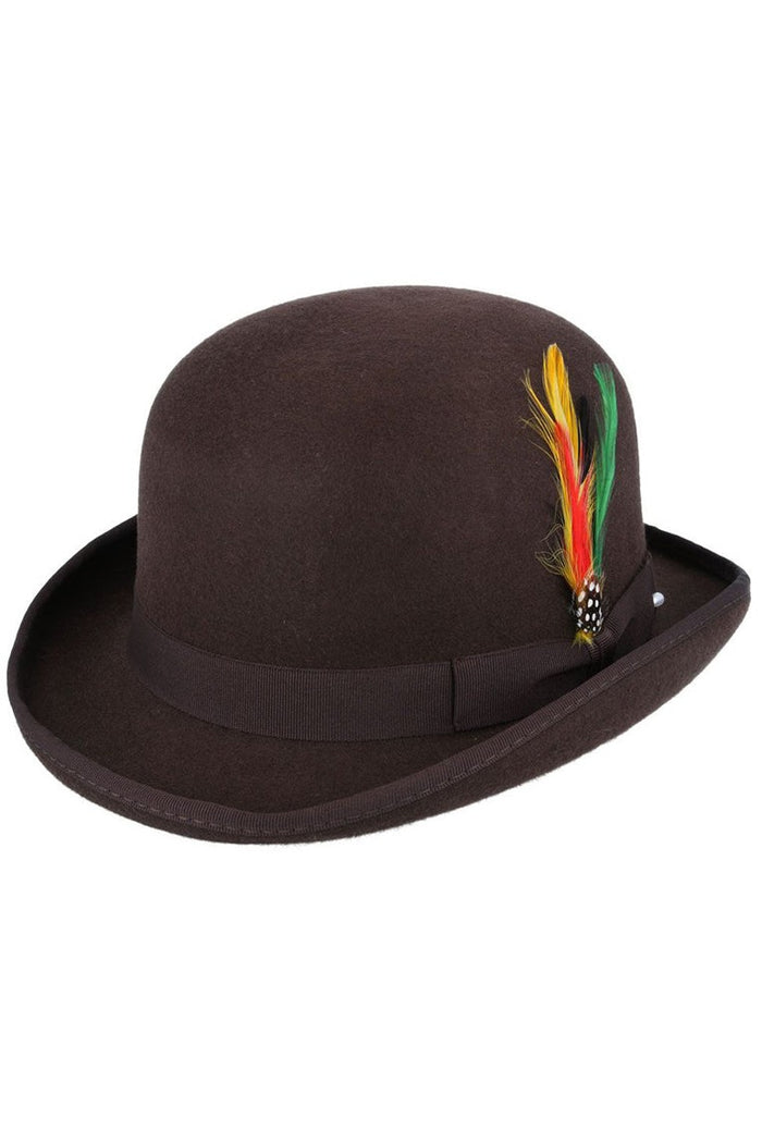 BROWN PURE WOOL BOWLERS HAT