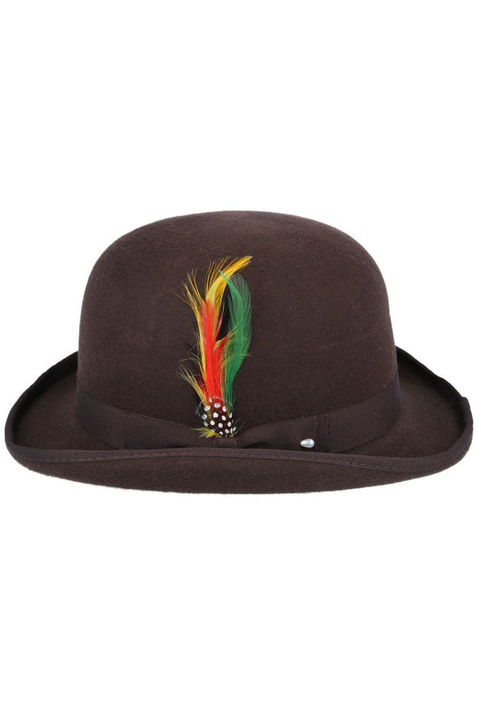 BROWN PURE WOOL BOWLERS HAT