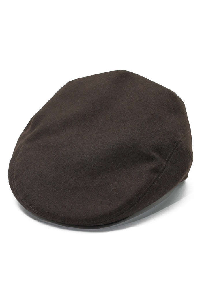 BROWN WOOL BLEND FLAT CAP