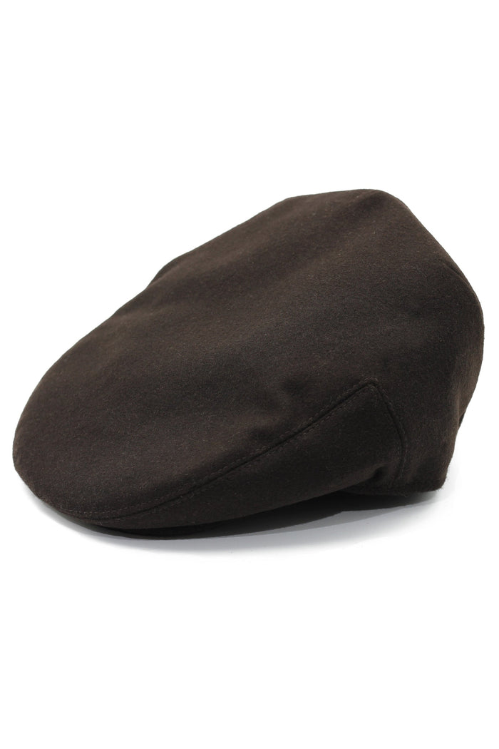 BROWN WOOL BLEND FLAT CAP