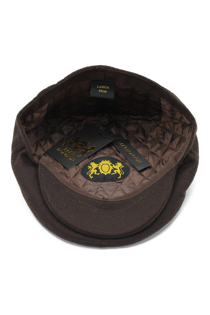 BROWN WOOL BLEND FLAT CAP