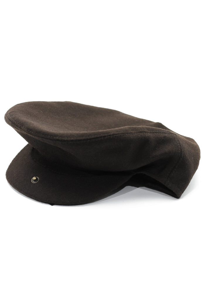 BROWN WOOL BLEND FLAT CAP