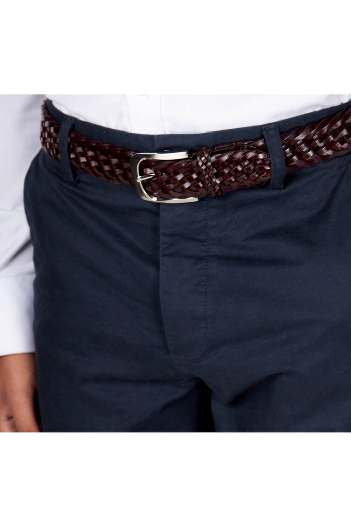 BROWN WOVEN LEATHER BELT
