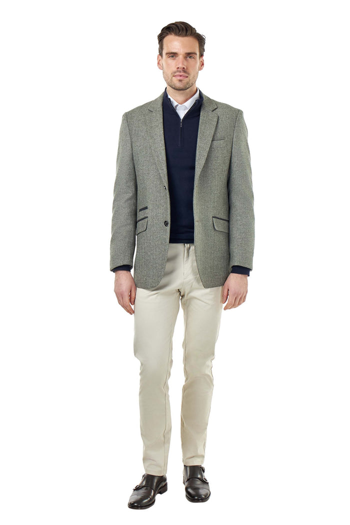 BRUCE – Sage Green Herringbone Wool Jacket
