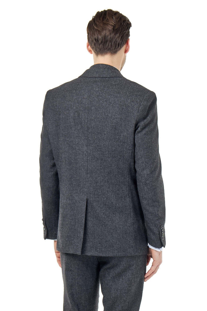 BRUCE – TAILORED WOOL RICH GREY HERRINGBONE SUIT -2 PIECE