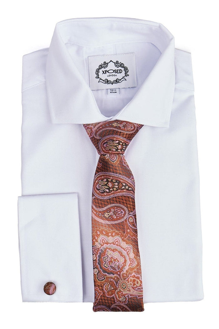 BURNT ORANGE PAISLEY PRINT NECK TIE SET
