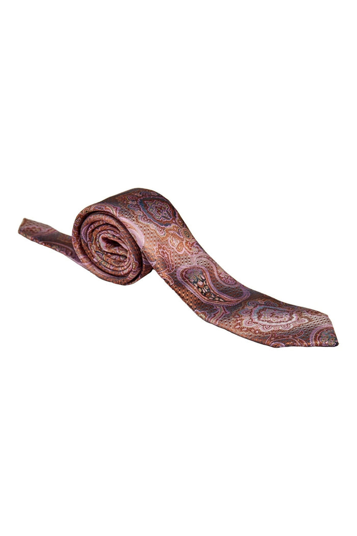 BURNT ORANGE PAISLEY PRINT NECK TIE SET