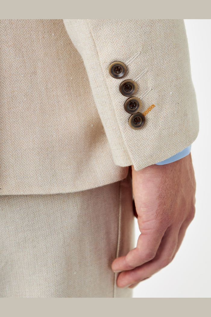 CALIX – Cream Wool Mix Herringbone Tailored Blazer