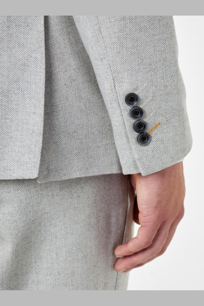 CALIX – Grey Wool Mix Herringbone Tailored Blazer