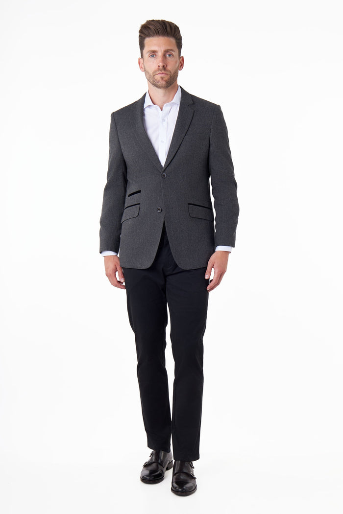 CALIX – Wool Mix Herringbone Tailored Dark Grey Blazer