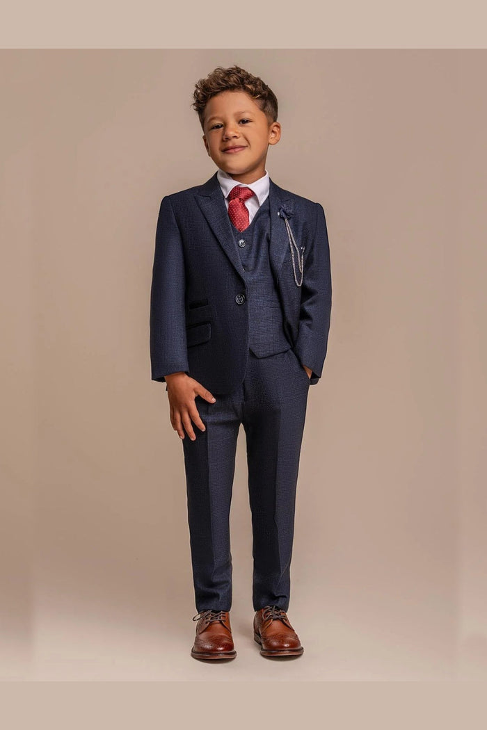 CARIDI NAVY THREE PIECE BOYS SUIT