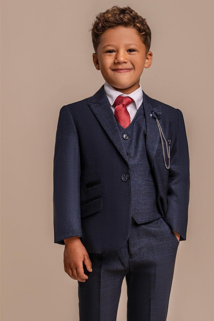 CARIDI NAVY THREE PIECE BOYS SUIT