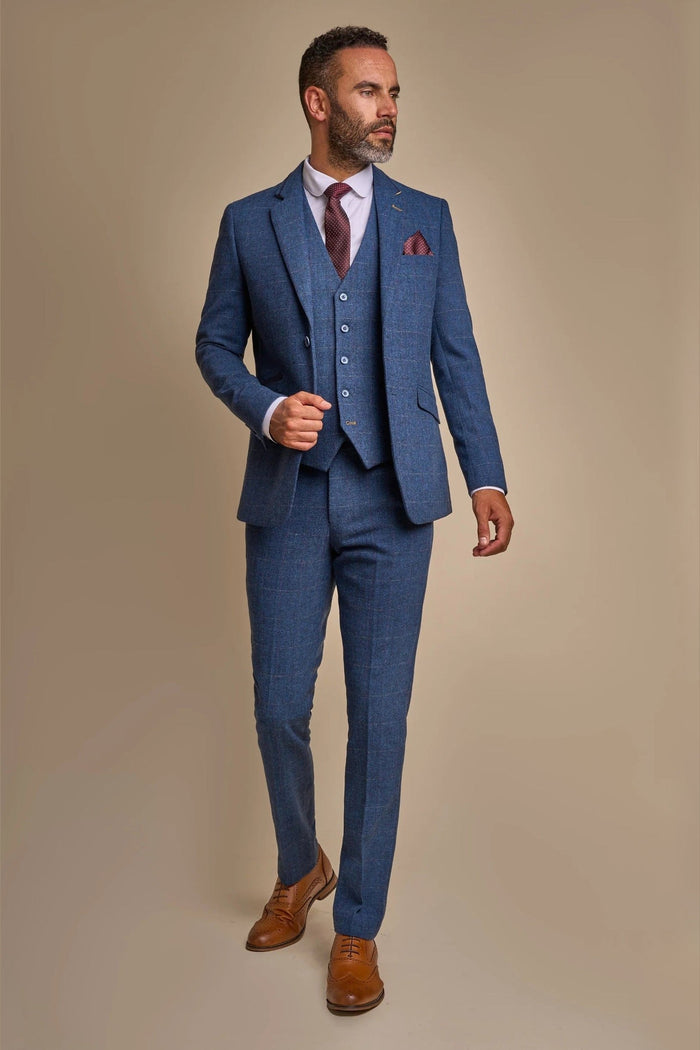 CARNEGI - BLUE TWEED CHECK BLAZER