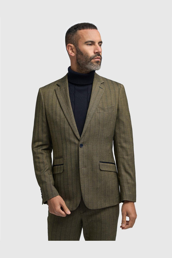 CAVANI – Damon Sage Herringbone Tweed Blazer Men’s
