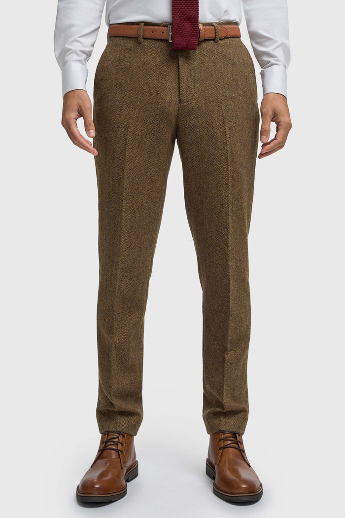 CAVANI – Thomas Tailored Suit Wool Rich Brown Herringbone