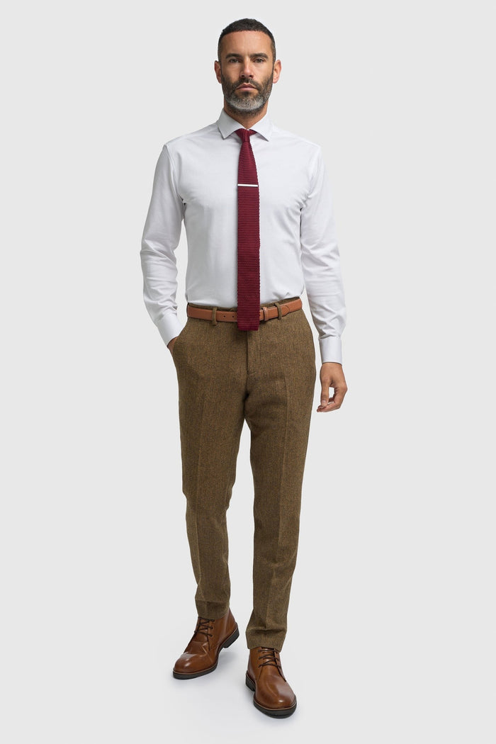 CAVANI – Thomas Tailored Suit Wool Rich Brown Herringbone