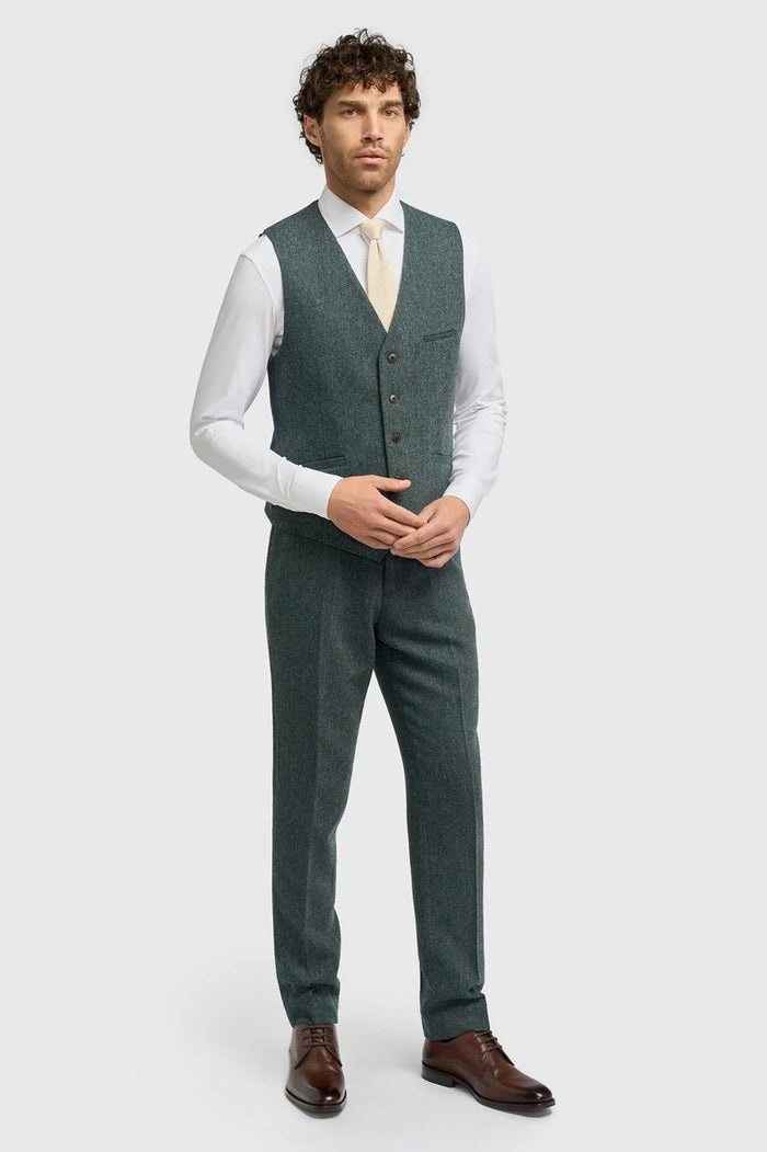 CAVANI – Thomas Tailored Suit Wool Rich Green Herringbone