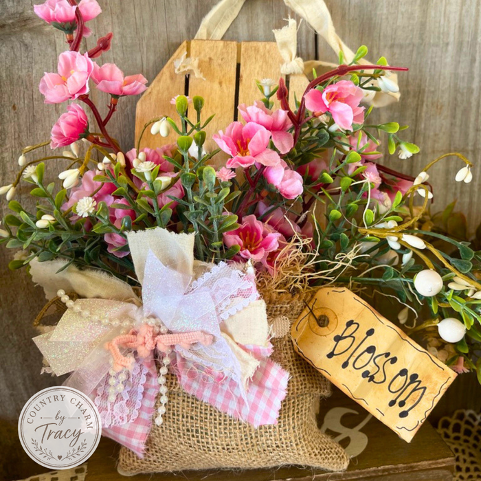 Cherry Blossom and Berries Picket Pocket Floral Decor